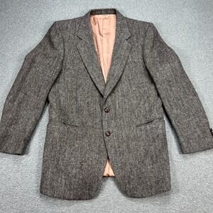Vintage Harris Tweed Blazer Men's 42 Brown Herringbone 100% Virgin Scottish Wool